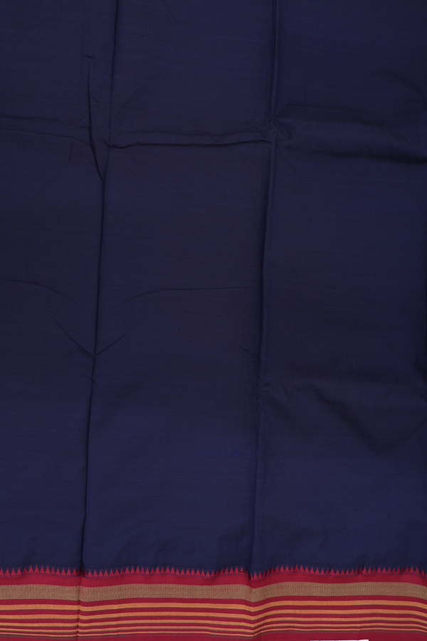 Dharwad Cotton Saree In Navy Blue With Contrast Border
