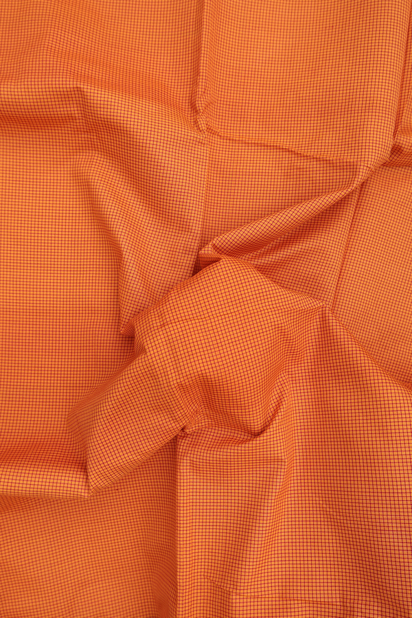 Dharwad Cotton Saree In Orange With Checks Design