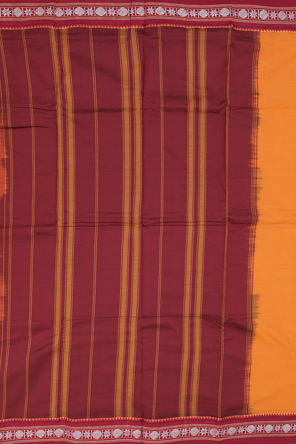 Dharwad Cotton Saree In Orange With Contrast Border
