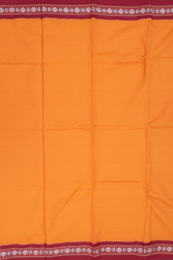Dharwad Cotton Saree In Orange With Contrast Border