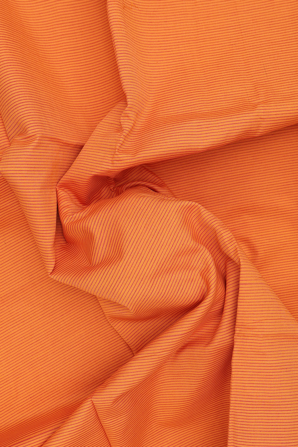 Dharwad Cotton Saree In Orange With Stripes Design