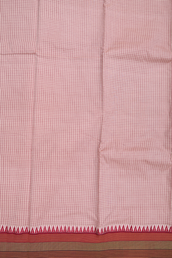 Dharwad Cotton Saree In Pastel Brown With Checks Design