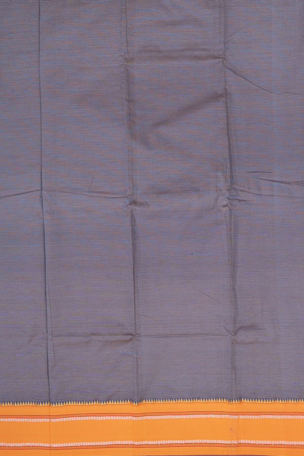 Dharwad Cotton Saree In Pigeon Blue With Stripes Design