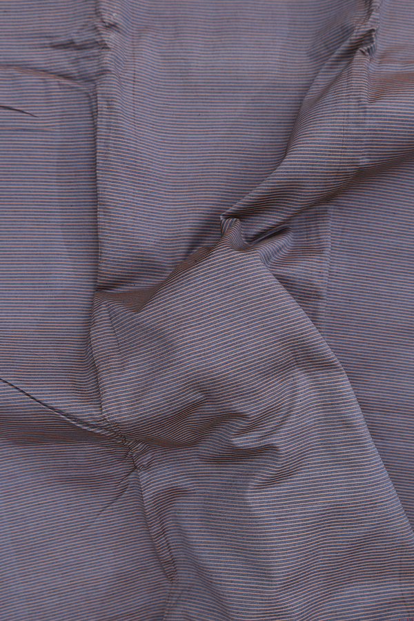 Dharwad Cotton Saree In Pigeon Blue With Stripes Design