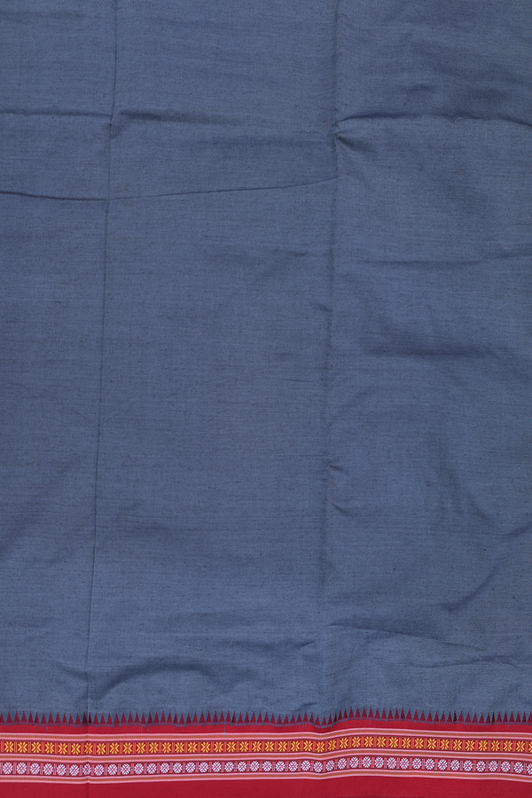 Dharwad Cotton Saree In Pigeon Blue With Contrast Border