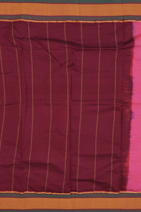 Dharwad Cotton Saree In Pink With Checks Design