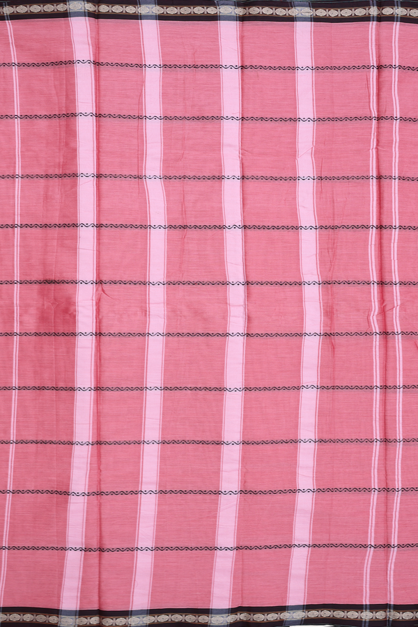 Dharwad Cotton Saree In Pink With Stripes Design