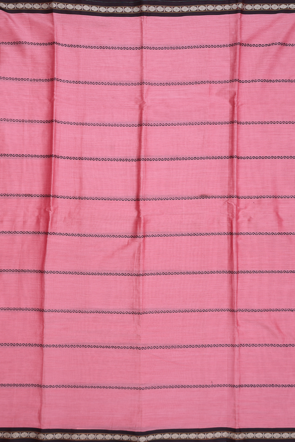 Dharwad Cotton Saree In Pink With Stripes Design