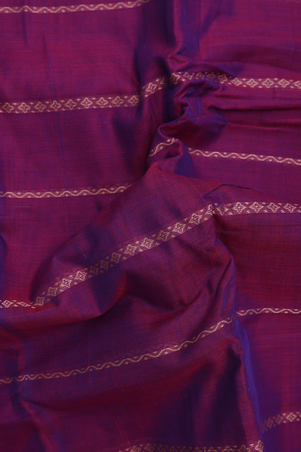 Dharwad Cotton Saree In Plum Purple With Stripes Design