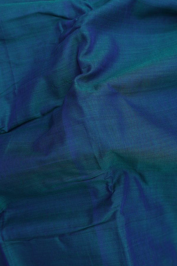 Dharwad Cotton Saree In Prussian Blue With Threadwork Border