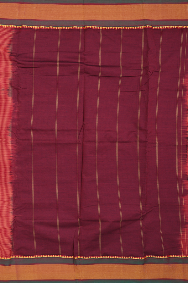 Dharwad Cotton Saree In Red With Checks Design