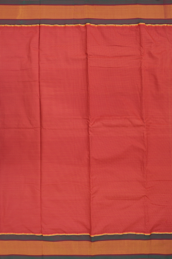 Dharwad Cotton Saree In Red With Checks Design