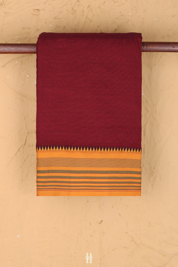 Dharwad Cotton Saree In Red With Contrast Border