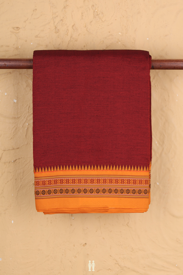 Dharwad Cotton Saree In Red With Contrast Border