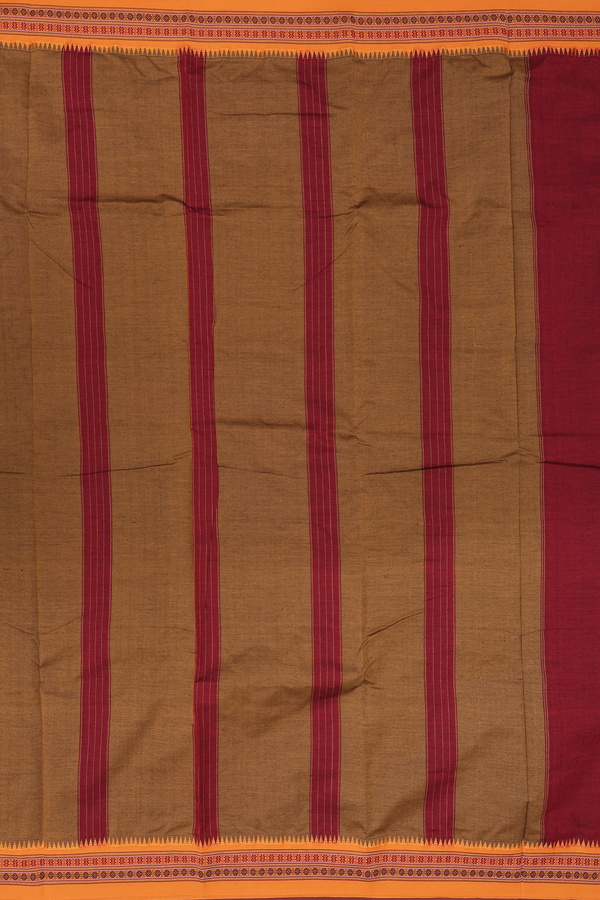 Dharwad Cotton Saree In Red With Contrast Border