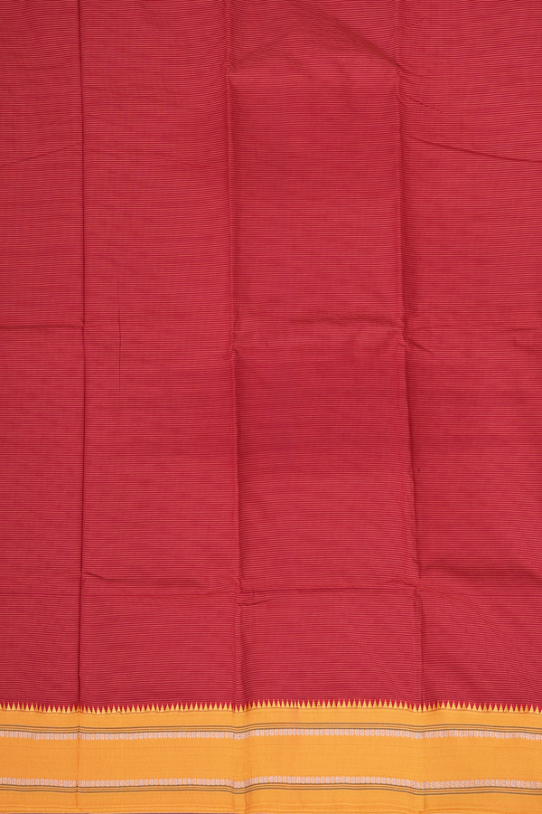 Dharwad Cotton Saree In Red With Stripes Design