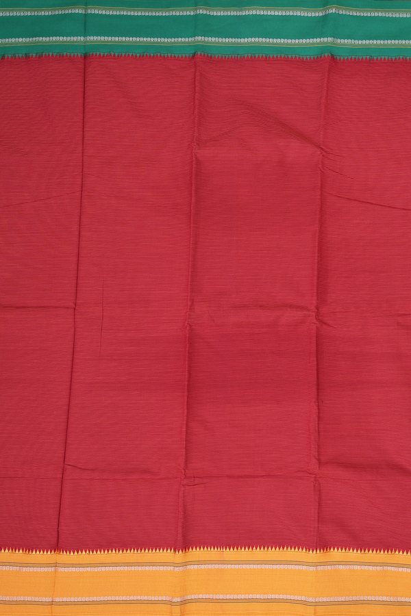 Dharwad Cotton Saree In Red With Stripes Design
