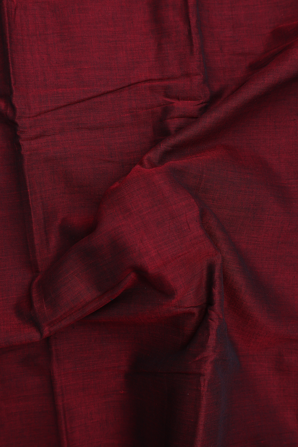 Dharwad Cotton Saree In Red With Threadwork Border