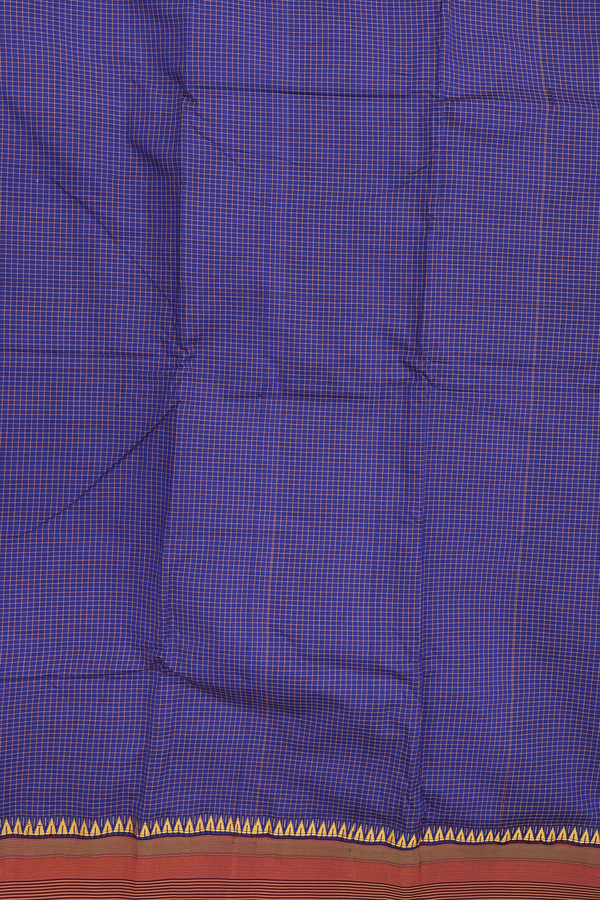 Dharwad Cotton Saree In Royal Blue With Checks Design