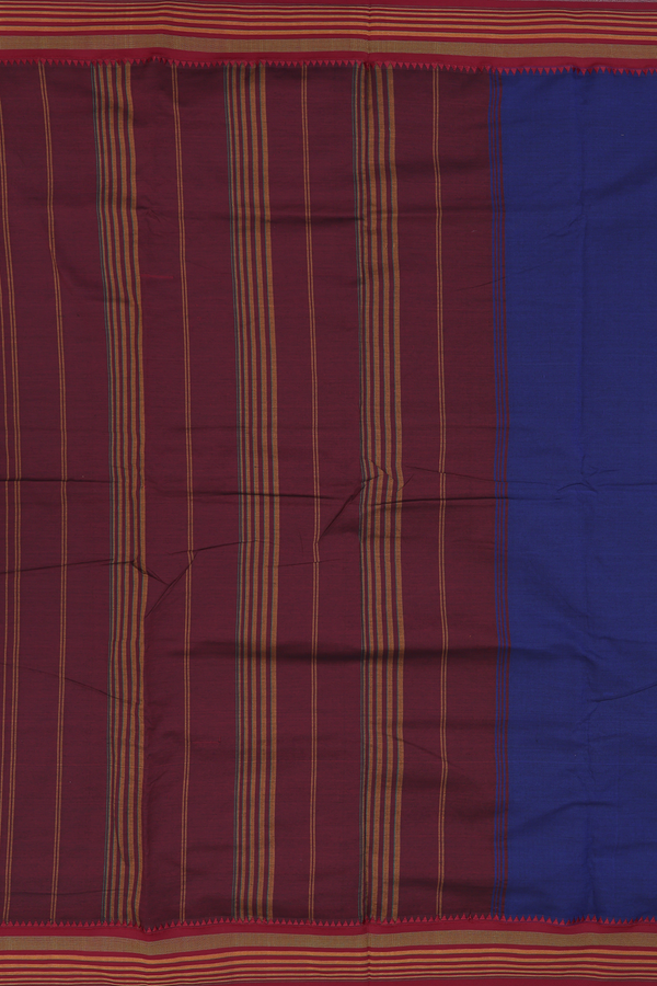 Dharwad Cotton Saree In Royal Blue With Contrast Border