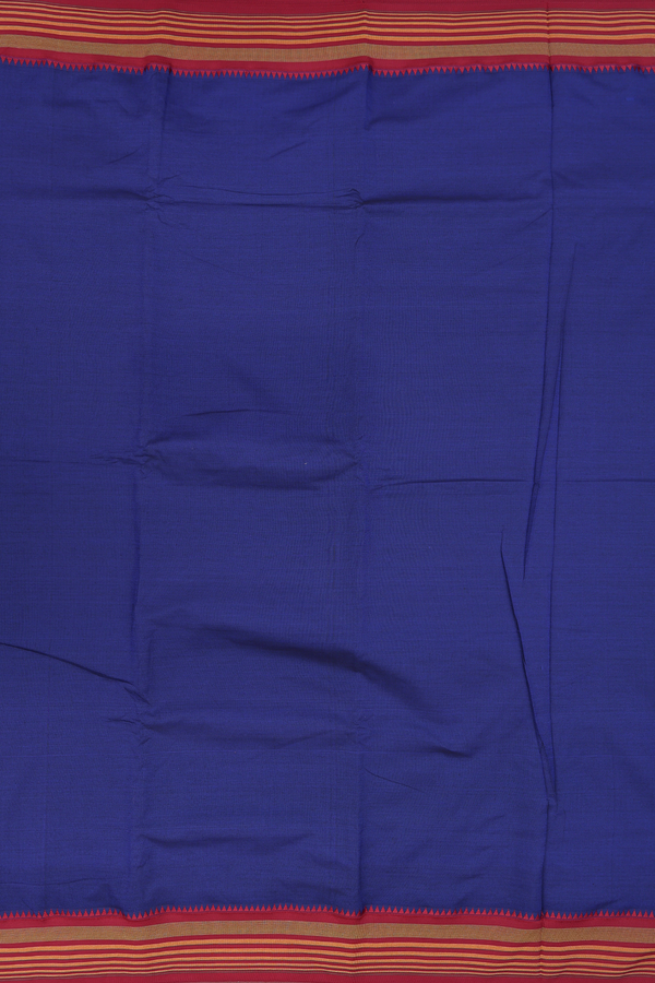 Dharwad Cotton Saree In Royal Blue With Contrast Border