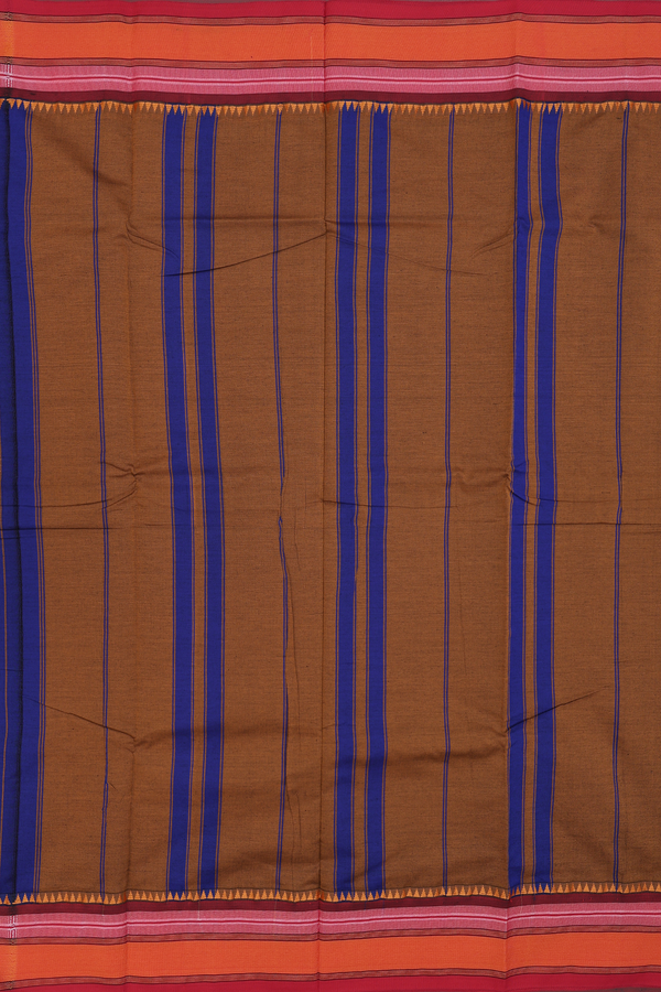 Dharwad Cotton Saree In Royal Blue With Stripes Design