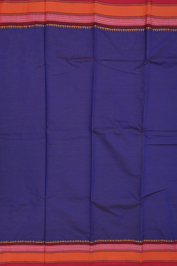 Dharwad Cotton Saree In Royal Blue With Stripes Design
