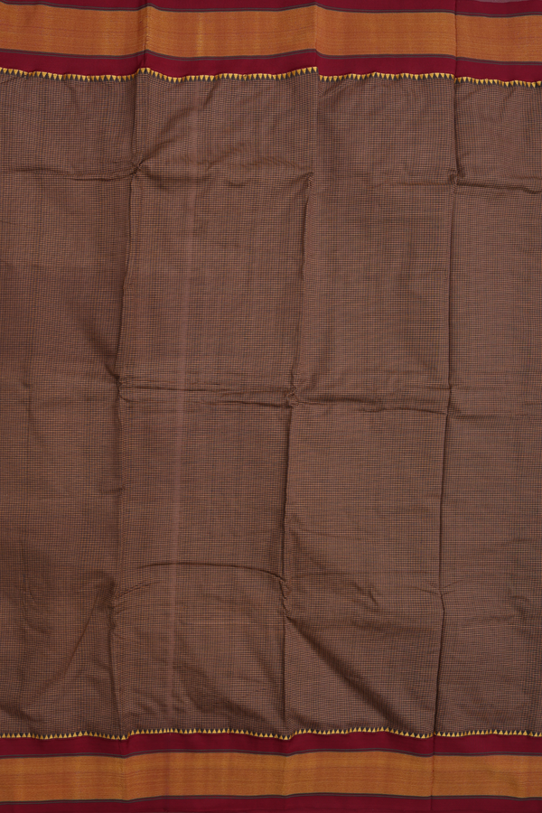 Dharwad Cotton Saree In Brown With Checks Design