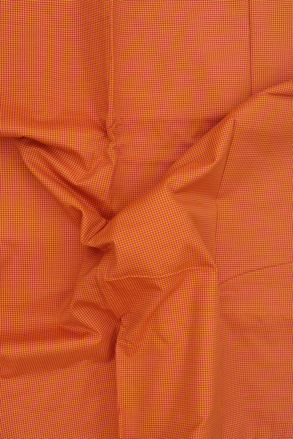 Dharwad Cotton Saree In Orange With Checks Design