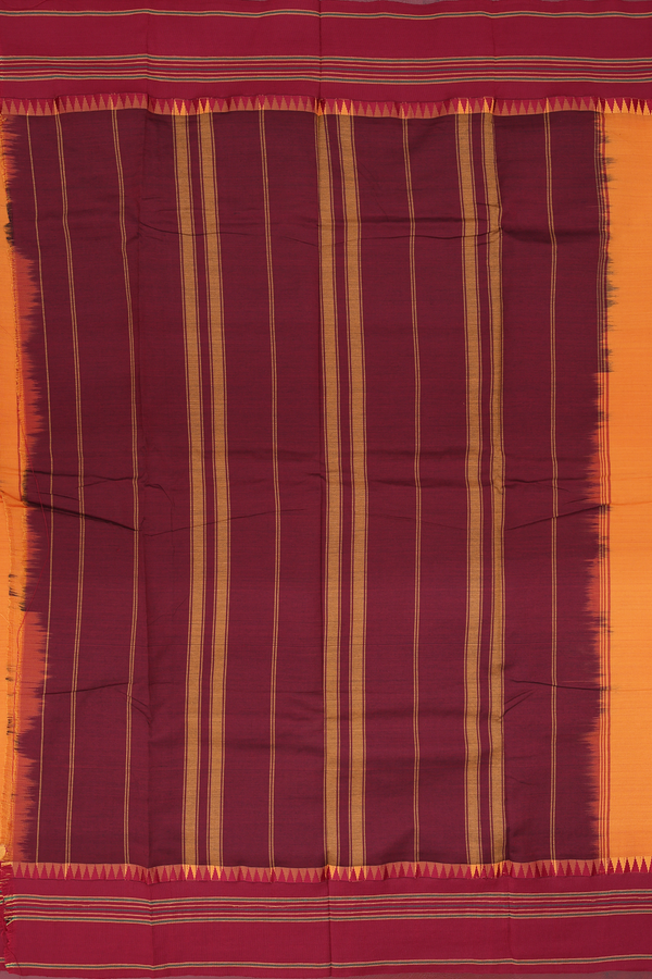 Dharwad Cotton Saree In Royal Orange With Contrast Border