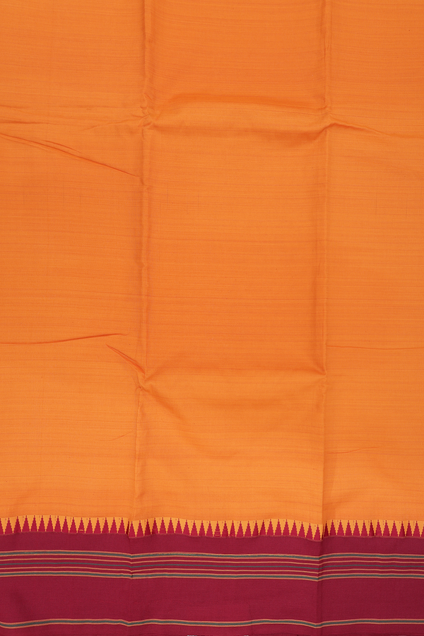 Dharwad Cotton Saree In Royal Orange With Contrast Border