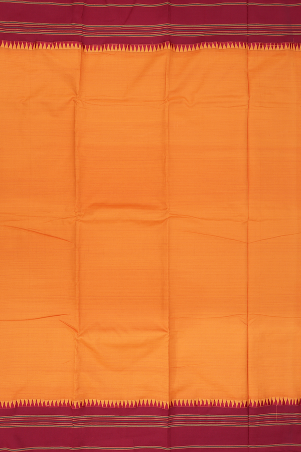 Dharwad Cotton Saree In Royal Orange With Contrast Border