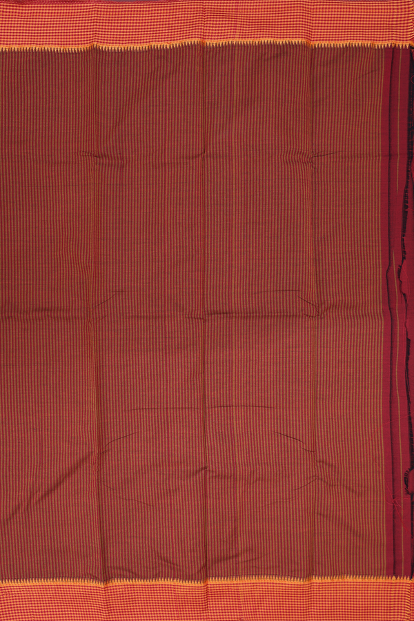 Dharwad Cotton Saree In Ruby Red With Contrast Border