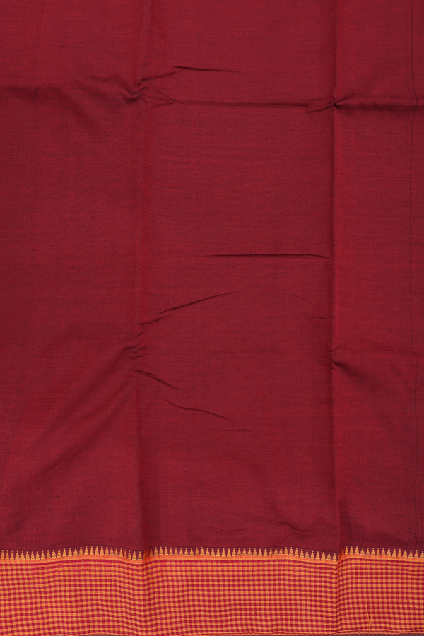 Dharwad Cotton Saree In Ruby Red With Contrast Border