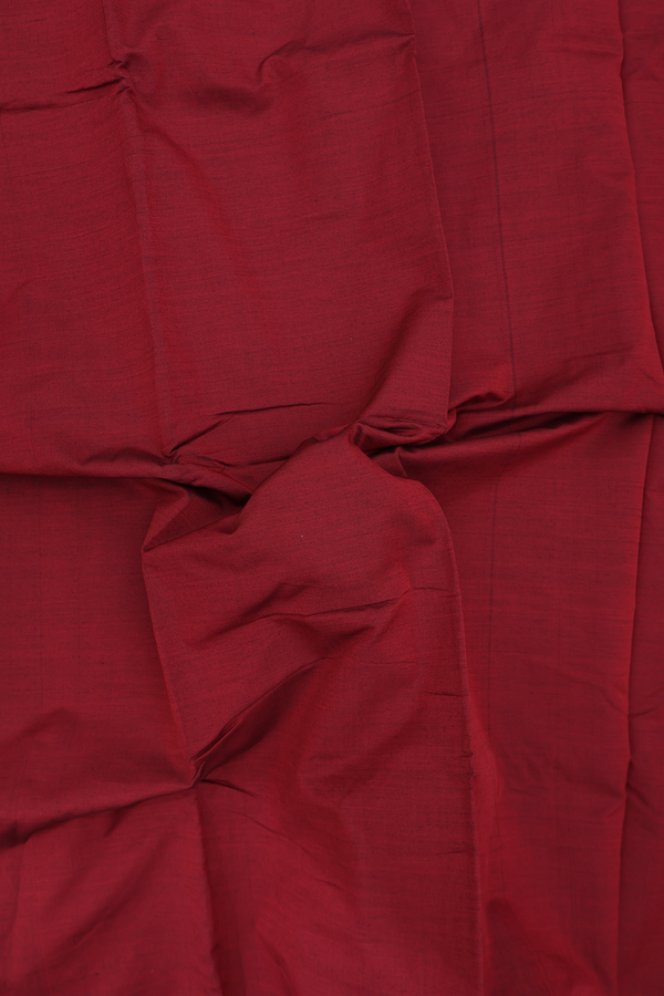 Dharwad Cotton Saree In Ruby Red With Contrast Border