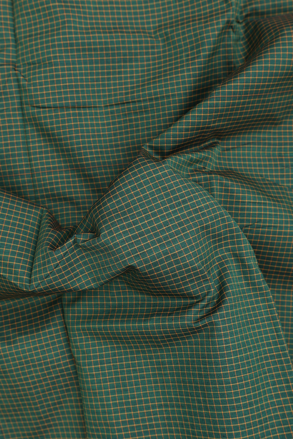 Dharwad Cotton Saree In Teal Blue With Checks Design