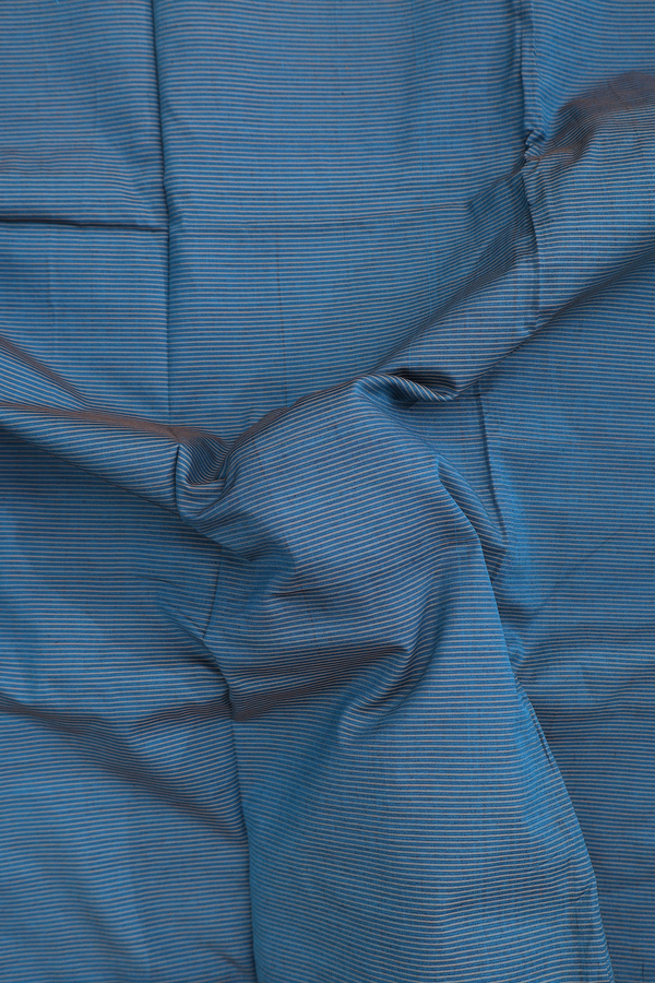 Dharwad Cotton Saree In Teal Blue With Stripes Design