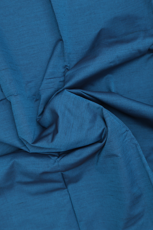 Dharwad Cotton Saree In Teal Blue With Contrast Border