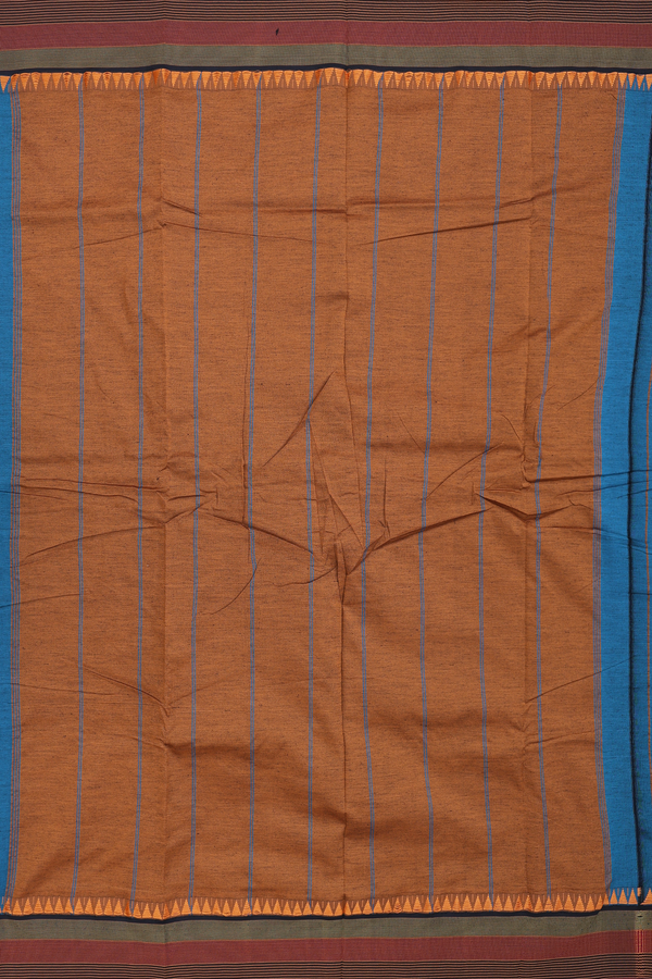 Dharwad Cotton Saree In Teal Blue With Contrast Border