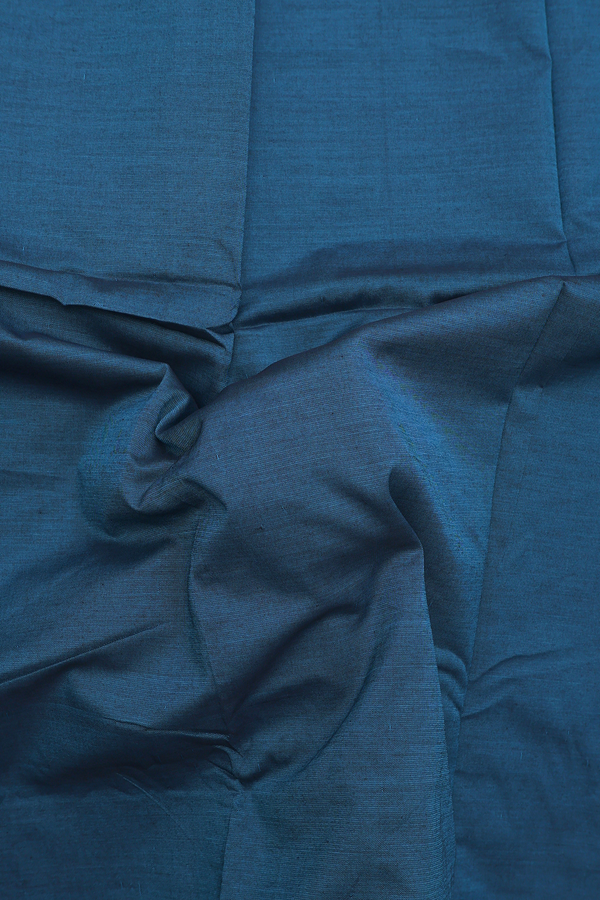 Dharwad Cotton Saree In Teal Blue With Contrast Border