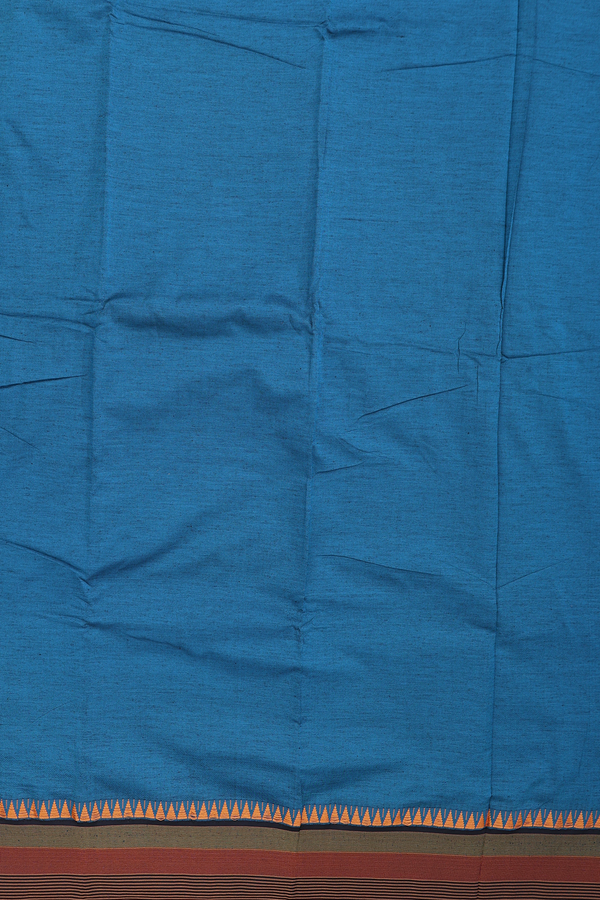 Dharwad Cotton Saree In Teal Blue With Contrast Border