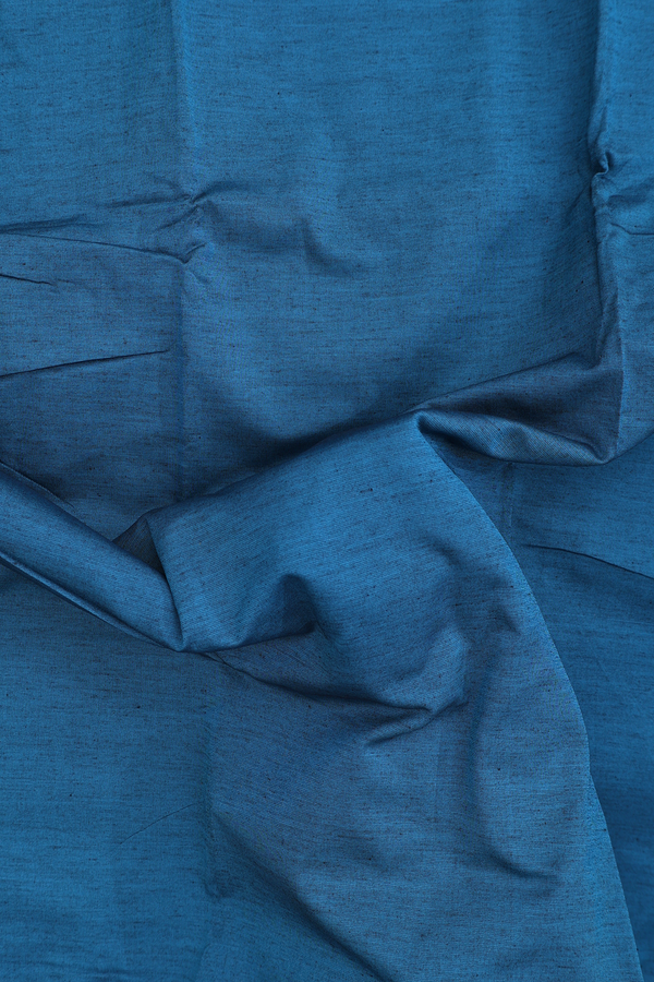 Dharwad Cotton Saree In Teal Blue With Contrast Border