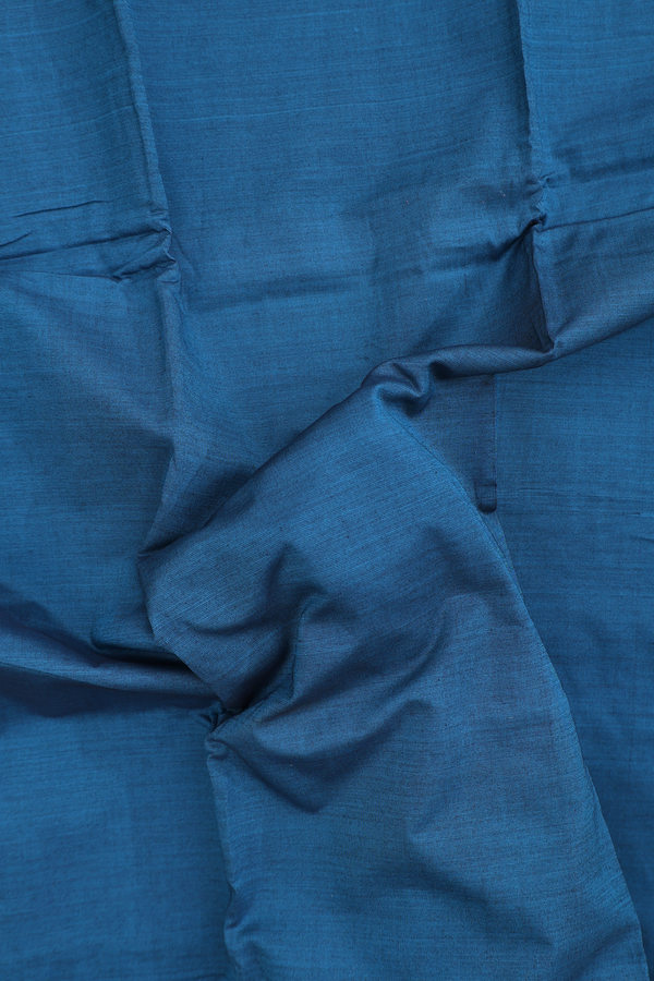 Dharwad Cotton Saree In Teal Blue With Contrast Border