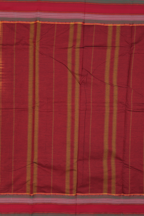 Dharwad Cotton Saree In Yellow With Stripes Design