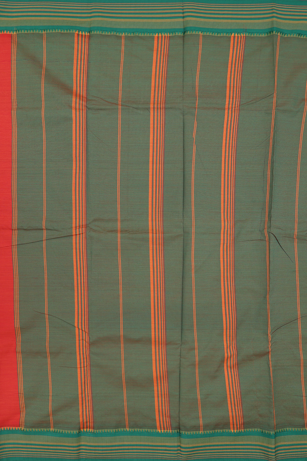 Dharwad Cotton Saree In Spiced Orange With Contrast Border