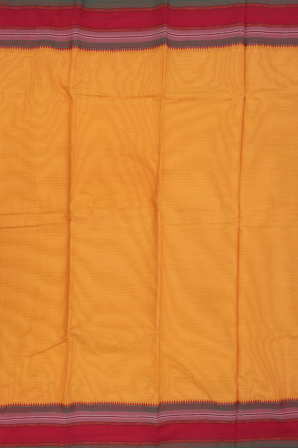 Dharwad Cotton Saree In Yellow With Stripes Design