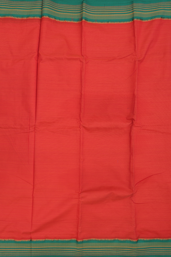 Dharwad Cotton Saree In Spiced Orange With Contrast Border