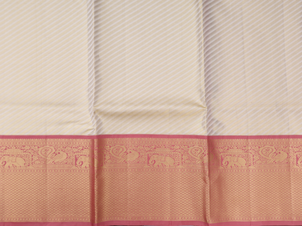 Diagonal Design Beige Kanchipuram Pavadai Sattai Material