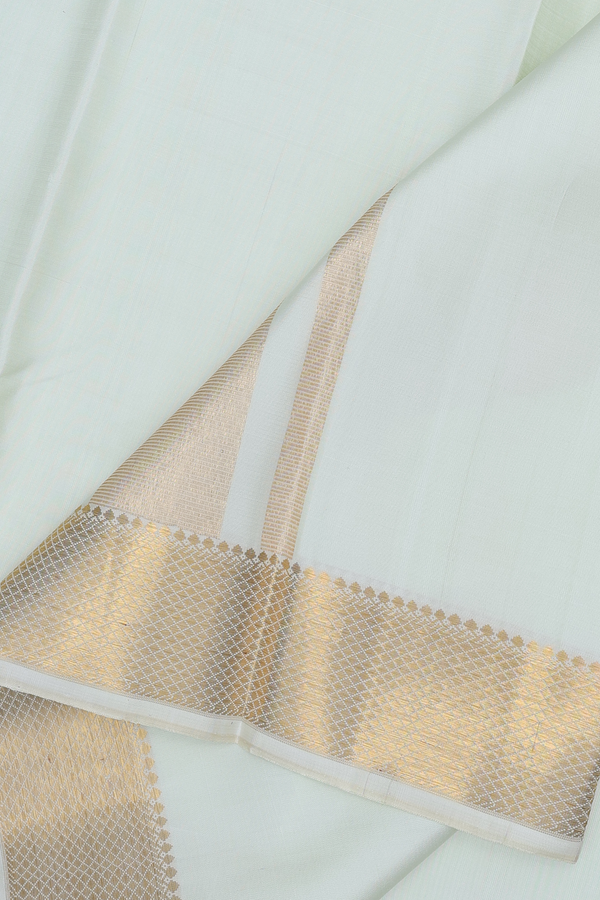 Diamond Border Pale Green Silk Dhoti With Shirt Material