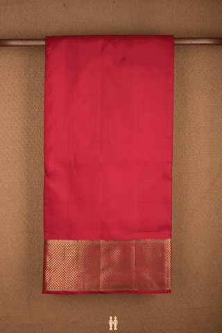 Diamond Border Plain Red Nine Yards Silk Saree